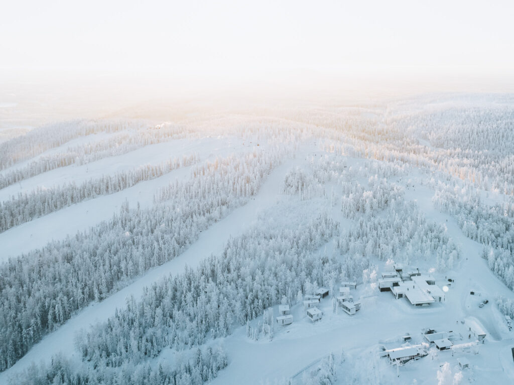 Panorama Landscape Hotel aerial view in winter